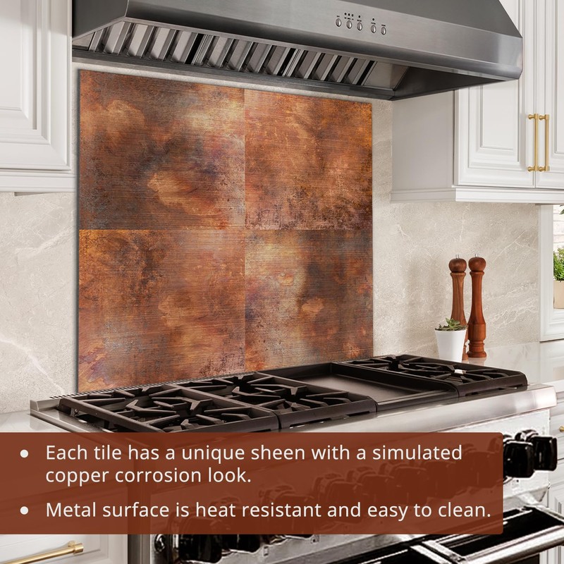 funlife Dynamic Rusty Metal Splashback - Heat-Resistant Flame Effect Kitchen