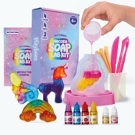 Playbees Unicorn Soap Making Kit for Kids – Fun DIY Project Age 6-12, STEM Science Craft, Educational Toys & Birthday Gifts for Girls and Boys
