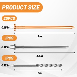 UCandy 4" Copper Nails for Killing Trees Stump Root, 20 pcs Copper Nails with Drill, Stump Removal Spikes Hardware Nails for Trees