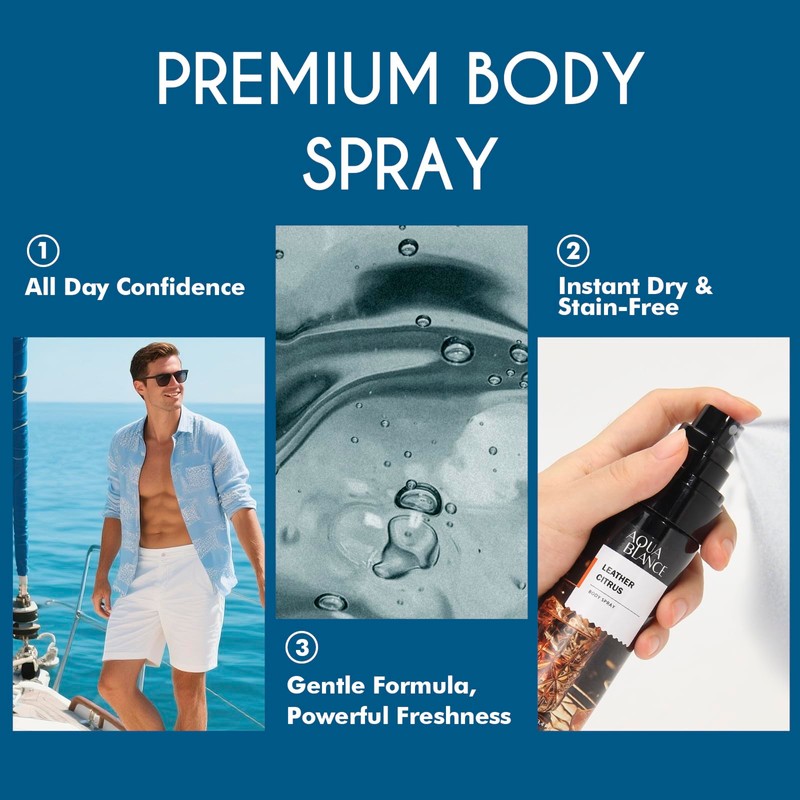 AQUA BLANCE Body Spray for Men, Mens Body Refreshing Spray,