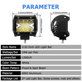 WinPower Work Light 12 W Light Bar Fog Light Offroad Spot Flood Light White Waterproof for Car Tractor Trailer Truck Van etc. Pack of 2