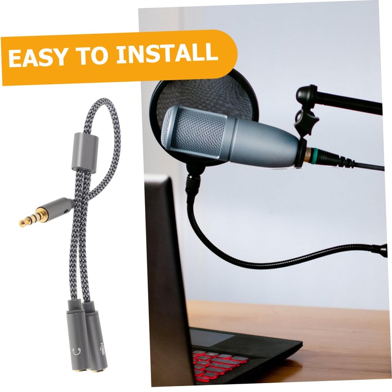 SUPVOX Headphone Mic Splitter Cable Nylon Braided Audio Splitter Dual