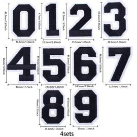 GORGECRAFT 40Pcs 1.87 Inch 1.95 Inch Number Patches, Black 0-9 Iron on Letter Patches Small Applique Embroidery Stickers for Clothing Hats Shoes Shirts Bags Socks Jeans DIY Sewing Crafts