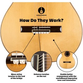 Cuentas de puente de guitarra clásica, bloques de corbata blancos brillantes para cuerdas de nailon, se adapta a guitarras flamencas de Alba GB