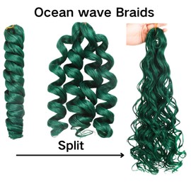 Green Curly Braiding Hair Crochet Braids for Black Women Ocean Wave Braids Hair Extensions for Boho Braids Hypoallergenic Itch Free
