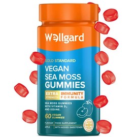 Wellgard Vegan Sea Moss Gummies, Formulated for Immunity with Iodine, Vitamin D3, Vitamin C, 60 Gummies