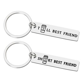 Best Friend Gift Keychain for Women Tall and Short Best Friend Coffee Gifts for 2 Boys Besties BFF friendship Gifts for Brother Sister Birthday Graduation Gifts for Best Friend Coffee Lovers Gifts