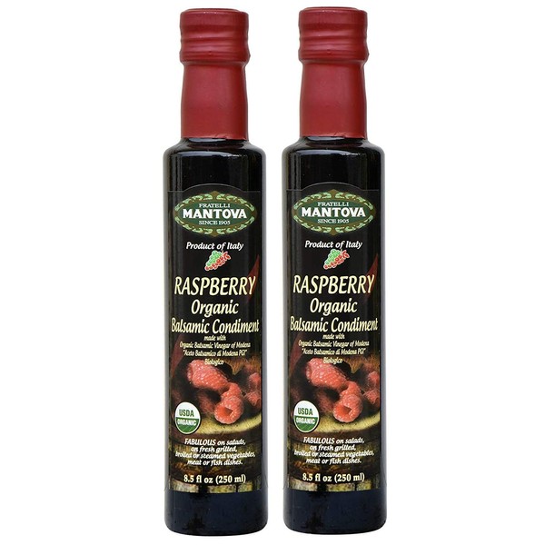 Mantova Fratelli Raspberry Organic Balsamic Vinegar, 8.5 Oz (Twо Pаck)
