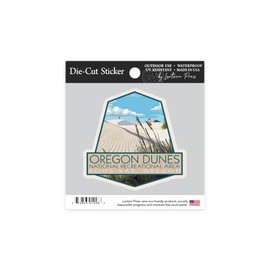 Die Cut Sticker Coos Bay, Oregon, Sand Dunes Day Scene, Contour Vinyl Sticker 1 to 3 inches (Waterproof Decal for Cars, Water Bottles, Laptops, Coolers), Small