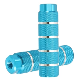 PATIKIL Aluminum Alloy Stripe Bike Pegs Fit 3/8 inch Axles, 2 Pack Anti-Skid Lead Foot Bicycle Pegs Back Seat Stands for BMX Mountain Bike Cycling Rear Stunt Pegs, Sky Blue