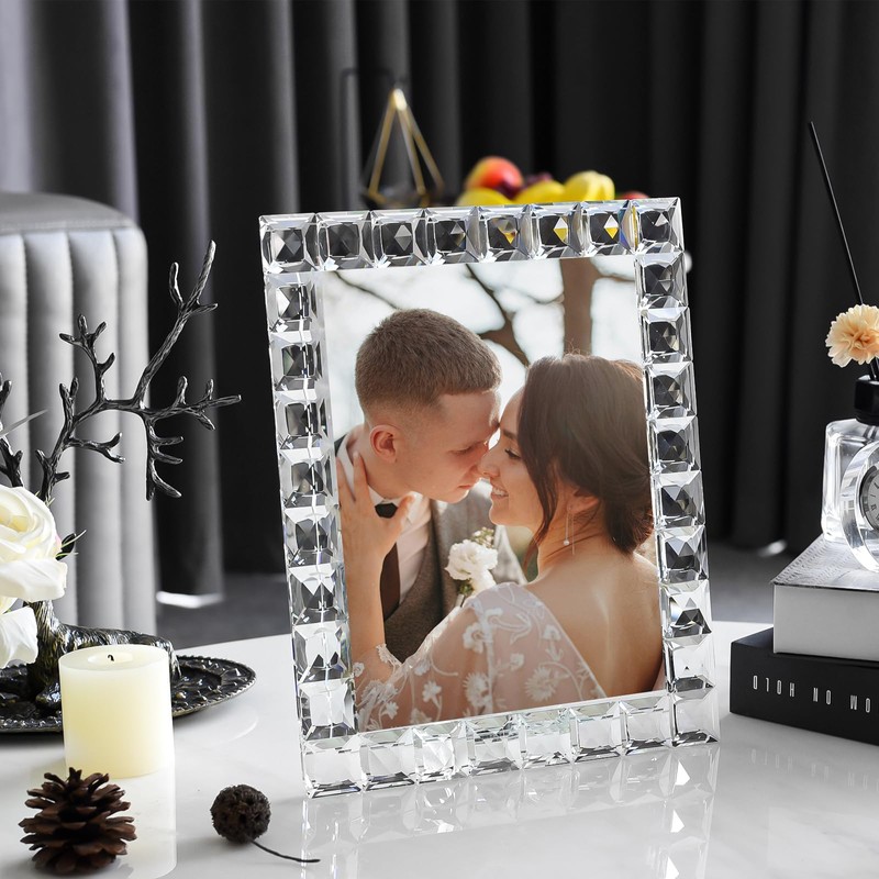 Luxury Crystal Picture Photo Frame,Grid Diamond Craft,Crystal Wedding Frame of