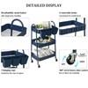 danpinera 3-Tier Rolling Cart, Metal Rolling Storage Cart with Lockable