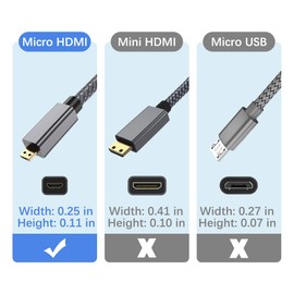 Micro HDMI Male to HDMI Female Cable Adapter,4K/60Hz 0.67 FT High Speed Standard Type D HDMI 2.0 Connector for Raspberry Pi 4 4b Model B,GoPro Black Hero 7 6,Sony Camera A6000 A6300,Nikon B500