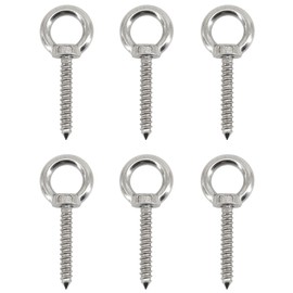 6Pcs M8x60mm 304 Stainless Steel Self Tapping Eye Hooks Screw Heavy Duty Eyelet Screw in Eye Hooks for Hammock, Swing Chair, Yoga