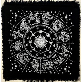 Cloth Tablecloth Man Cave pegan Room Bar Home Wall Decor Wiccan Alter Cloths Witchcraft Tentacle Sun Card Table Tapestry Alter Cloth (24 inches,Zodiac)
