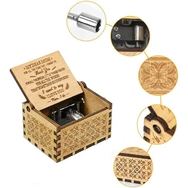 Wooden Music Box for mom Gifts You are My Sunshine Music Box, Laser Engraved Hand Crank Wooden Sunshine Music Box Gift for Mom Birthday/Mother's Day/Christmas(to mom)