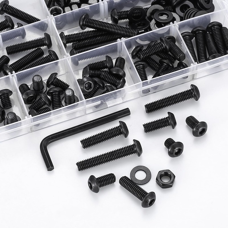 169 Piece M6 Screws Set, Black Allen Screws Nuts Set