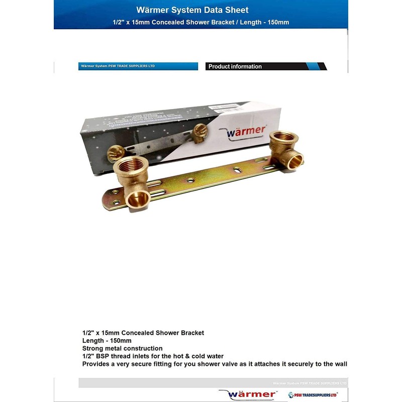 Concealed Shower Bracket/Length - 150mm / Thermostatic Mixer Tap Bar