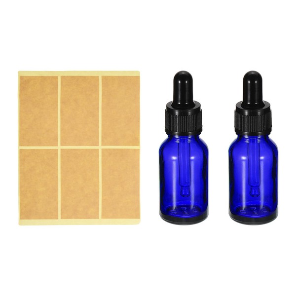 PATIKIL 15ml Glass Dropper Bottle, 2Pcs Leakproof Essential Oils Sample