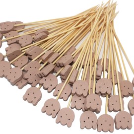 BLUE TOP 200PCS 4.7 Inch Brown Bears Bamboo Cocktail Picks Bamboo Toothpicks Fruit Picks for Home Party Appetizers Cocktail Decorations Charcuterie Board