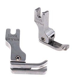 工業用・職業用ミシン ミシン押え 段付き 段押さえ 2mmステッチ ステッチ押さえ 右/左端ガイド 補正押え足 1/16 押え足 左/右端ガイド 左右セット シルバー