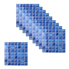 Geesatis 10 Pcs Adhesive Peel and Stick Tile Backsplash for Kitchen, Bathroom, Wall Tile, Blue