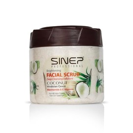 SINEP Professional Brightening Face and Body Scrub - Exfoliating Treatment with Coconut Extract and Niacinamide for Radiant Skin - 400ml (400ml, Coconut)