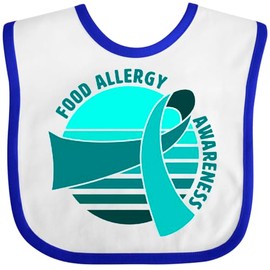 inktastic Food Allergy Awareness- Retro Sunset Ribbon Baby Bib White and Royal 4548e
