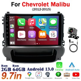 Android 13.0 Double Din Car Stereo for Chevy Malibu 2011-2015, 9 Inch HD Touch Screen Car Audio Multimedia Receiver with CarPlay, Android Auto, GPS Navigation, Bluetooth, Backup Camera, 2G+32G