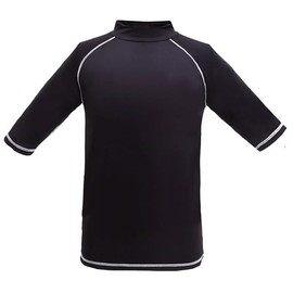 Sokure Simple and Comfortable Kids Rash Guard, Solid Color, Children's Rash Guard, Short Sleeve, UPF+50 Name Tag Included, Black