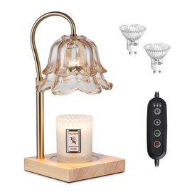 Candeldo Candle Warmer Lamp with Timer: Flower Candle Warmers with 2 Bulbs Gold Height Adjustable Candle Lamps Home Bedroom Decor House Warming Gift Mothers Day Mom Gift for Women