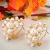 EVER FAITH Austrian Crystal White Simulated Pearl Bridal Cluster Pierced