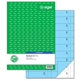 Sigel BO115 Ticket Book A4 2 x 50 Sheets 1000 Tickets with Carbon Paper Blue