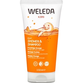 WELEDA Bio Kids 2-in-1 Shower & Shampoo Fruity Orange, Natural Cosmetics Shower Gel and Body Lotion for Gentle Cleaning of Skin and Hair, Suitable for Children from 3 Years (1 x 150 ml)