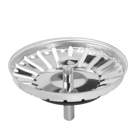 Kitchen Sink Strainer, Stainless Steel Sink Drain Basket with Rubber Drain Stopper for Standard Drains