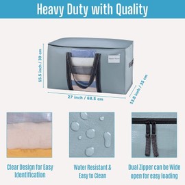 VENO 6 Pack Moving Bags, Moving Supplies, Moving Boxes, College Packing Storage Boxes with Lids Alternative, Heavy Duty Totes, Extra Large, Sturdy Handles, Zipper (Light Blue with Window, 6 Pack)