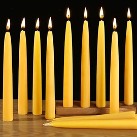 12 Pack Beeswax Taper Candles,8in Dripless Pure Beeswax Candles,8 Hours Long Burning 100% Natural Beeswax Candle Sticks,Smokeless and Unscented Bees Wax Candle for Home,Prayer,Tall Tapered