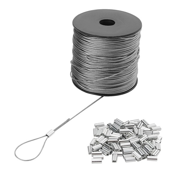 ZEONHAK 1mm Wire Rope, 400ft/122m Stainless Steel Sire Spool, Length
