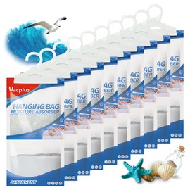 Vacplus Moisture Absorbers, Hanging Closet Dehumidifier Bags, Humidity Packs, Desiccant, Closet Dehumidifiers with Ocean Breeze Fragrance, 10 Pack, 9.8 OZ