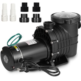 Hitgrand 2HP Self Primming Pool Pump, Inground Above Ground Swimming Pool Pump Upgraded 110V/220V Dual Voltage, 1500W 60HZ Single Speed Pumps with Strainer Basket Silent Operation