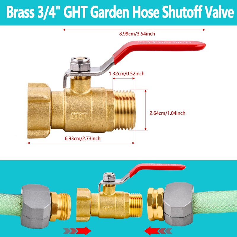 Ceaeso Brass Garden Hose Shut Off Valve Full Flow, No