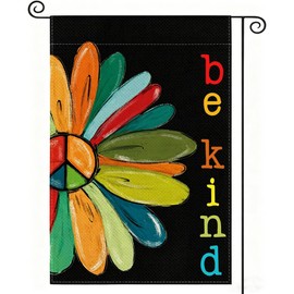 Be Kind Garden Flag 12 X 18 In Peace Outdoor Floral Yard Flag Double Sided Outside Floral Colorful Daisy Flowers Yard Outdoor Decoration