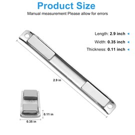 Stainless Steel U-Channel Magnetic Strip for Swing Glass Shower Door Magnetic Latch, with Magnet and Screws and Nuts （1 Pack）