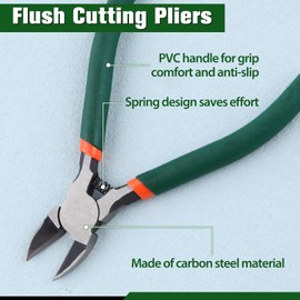 LEONTOOL 5 Inches Wire Cutter, Flush Cutter with Spring, Precision Diagonal pliers, Side Cutter, Wire Cutting Pliers for Electronics Wires Jewelry Zip Ties Cutting