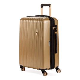 SwissGear 7272 Energie Expandable Hardside Luggage with Spinner Wheels and TSA Lock, Gold, Checked-Medium 24-Inch