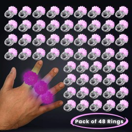 Party Glowz LED Light Up Flashing Pink Jelly Bumpy Rings - Pack of 48 By Party Glowz