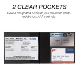 Samsill 2 Pack Car Registration and Insurance Holder, 5.25" x 4.75" Black Glove Box Organizer, Perfect for Multiple Vehicles