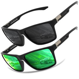 Polarized Sunglasses Men Women, Sport Sunglasses Men Black, Retro TR90 Ultralight Frame, UV400 HD Golf/Driving/Fishing/Travel Glasses/Outdoor Sports Fashion