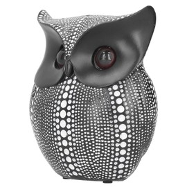 Owl Statue Ornament Owl Figurine Polka Dot Owl Resin Crafts Resin Nordic Style Non Slip Cute Vivid for Home Living Room(Black)
