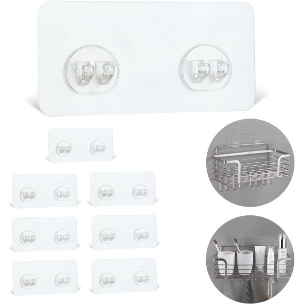 Branded 8 Pack Shower Caddy Adhesive Hooks Replacement, Strong sticker